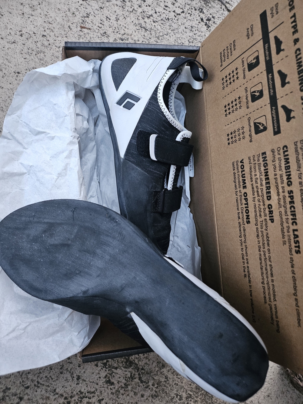 Black Diamond Men’s Momentum Black and White Velcro Climbing Shoes Women US 9.5